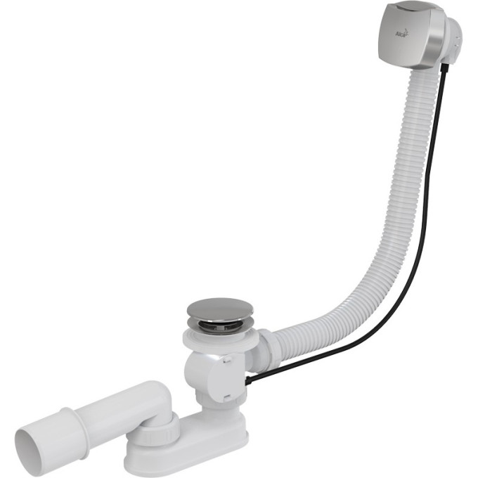 Сифон ALCAPLAST A51CRM-100 для ванны автомат, комплект, хромированный пластик/пластик, длина 100 см