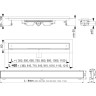 Водоотводящий желоб ALCAPLAST APZ107-750 FLOOR с порогами для решетки под кладку плитки Low, горизонтальный сток APZ107-FLOOR-750