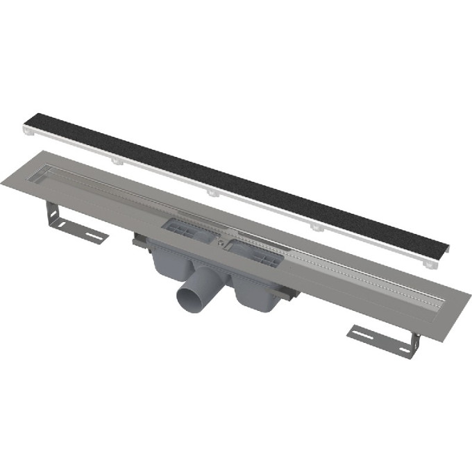 Водоотводящий желоб ALCAPLAST APZ15S-1050 без порогов, с решеткой под кладку камня Marble, горизонтальный сток
